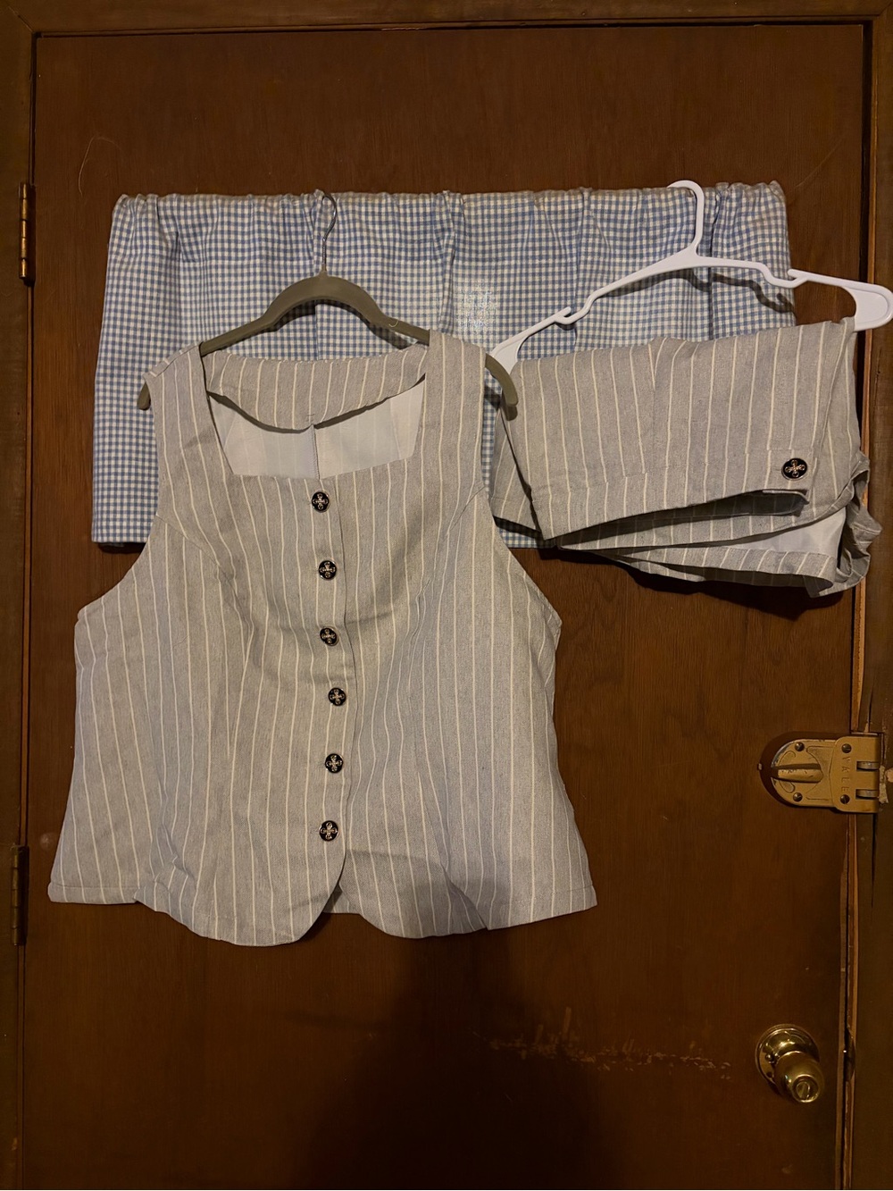 Striped Gray & White Women’s' Button Front Top